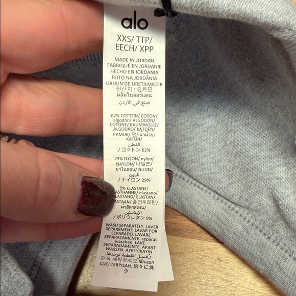 Alo Seamless 2 tone rib bra women’s XXS Winter frost heather NWT - Picture 5 of 5